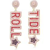 Game Day Earrings for Women Rhinestone Beaded Football Drop Dangle Earrings Football Team Earrings Game Day Team Spirit Accessories Gifts