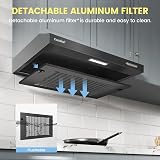 COMFEE' 60 cm Visor Cooker Hood Black KWH-SLIF17B-60 200m3/h 3 Speeds view 4