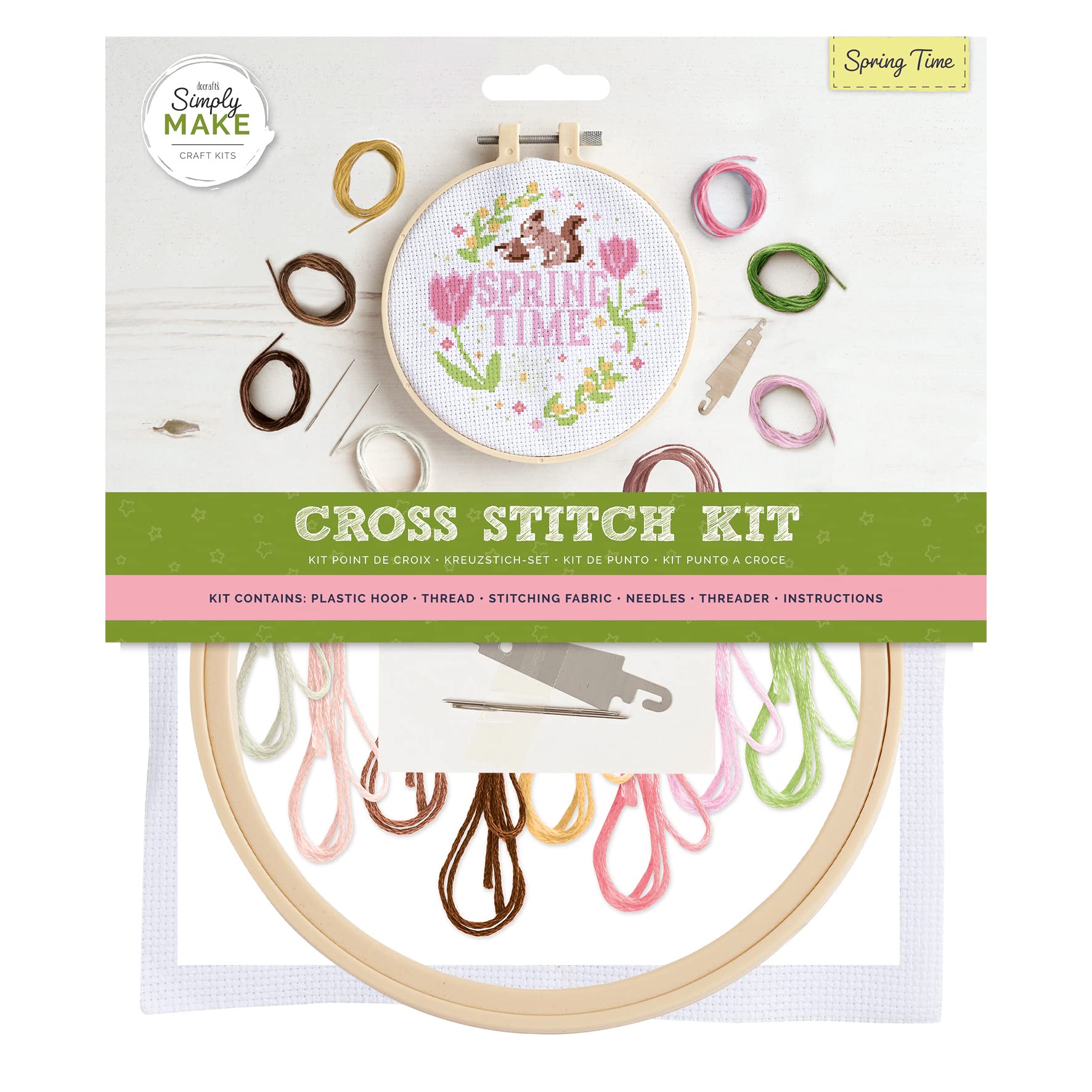 Simply Make Cross Stitch Kit - Springtime Design for Kids and Adults, Including Hoop, Embroidery Thread, Fabric and Needle - Perfect for Adult Crafts and Beginners - Starter Cross Stitch Craft Kit — image 1