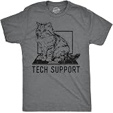 Mens Tech Support Funny T Shirts Cute Kitten Graphic Tee for Men | Funny T Shirts, Office Shirts for Men, Cool Cat Short Sleeve, Sarcastic, Soft Cotton Blend, Novelty Tees for Guys