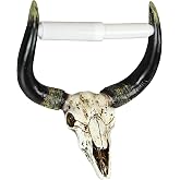 Steer Skull Toilet Paper Holder, 7.75 Inch Southwestern Wall Mount | Hand-Painted Aged Finish, Resin Construction, Pre-Drilled Screw Mounts, Plastic and Metal Spring Roll Holder