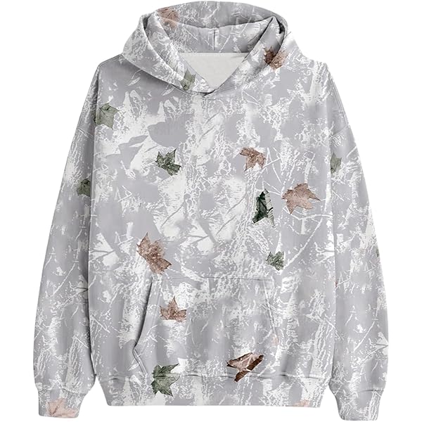 Camo Hoodie XDDLITP s For Women Maple Leaf Printed Drop Shoulder