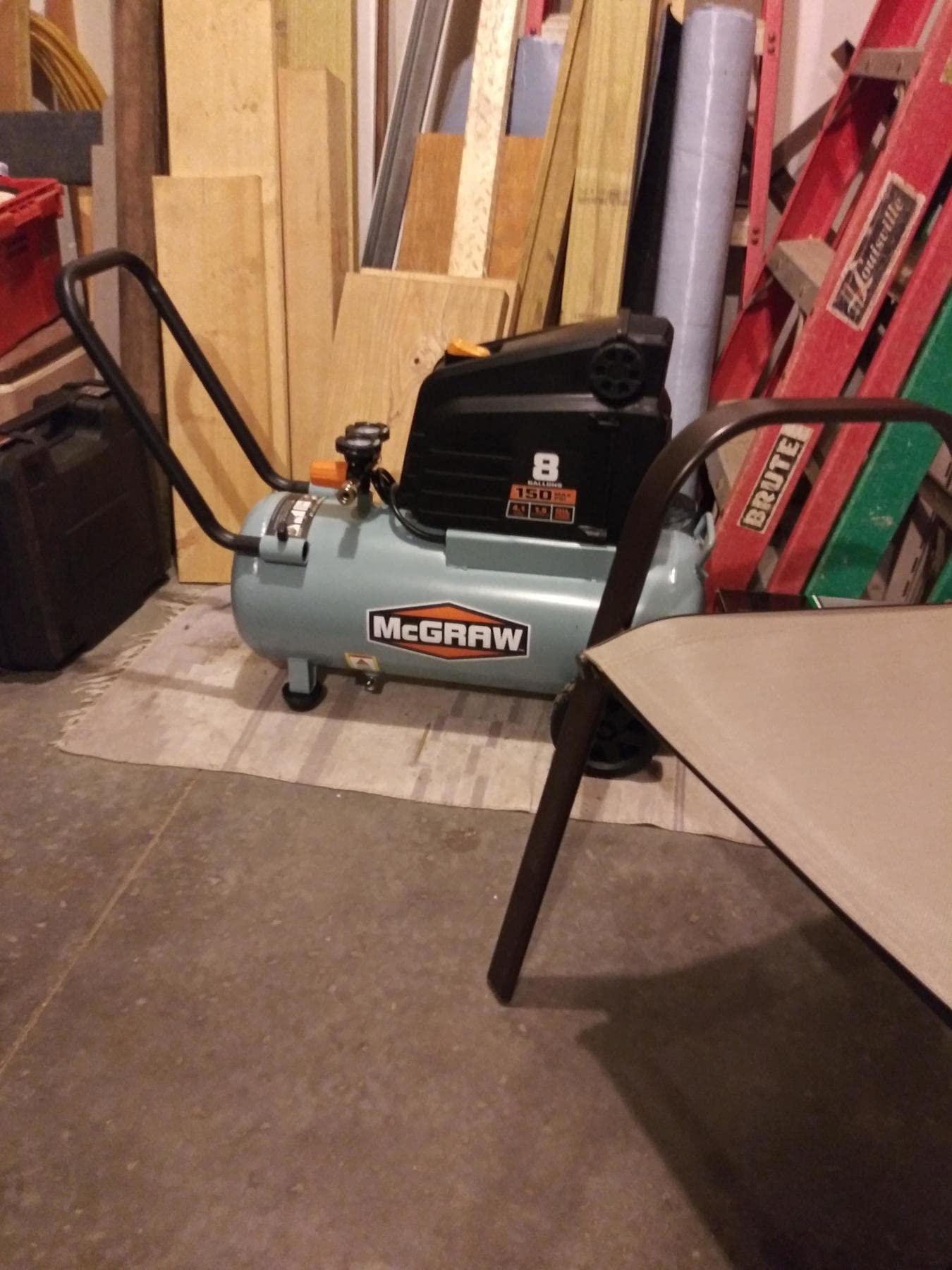Photo 1 of *** USED, DAMAGE WHEEL***8 Gallon 1.5 HP 150 PSI Oil-Free Portable Air Compressor