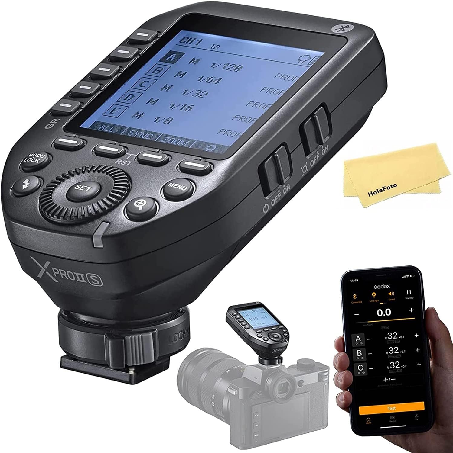 GODOX XProII-S TTL Wireless Flash Trigger for Sony Cameras,2.4G 1/8000s HSS,Built-in Bluetooth for Smartphone APP Control,TTL Convert-Manual TCM Function,Quick Release Lock Hotshoe,Large LCD Screen
