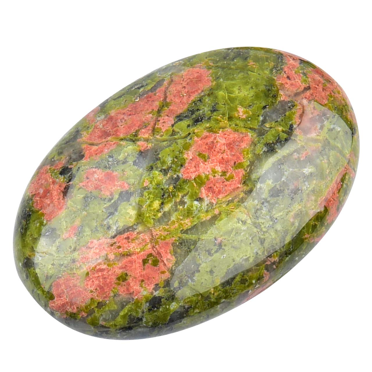 June&Ann Natural Unakite Palm Stones, Healing Gemstone Therapy Worry Crystal Stones for Meditation Chakra Balancing Collection, Oval Shape
