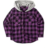 Spring&Gege Boys Flannel Hoodie Shirts Long Sleeve Plaid Button Down Shirt Jackets Casual Fall Winter Coat