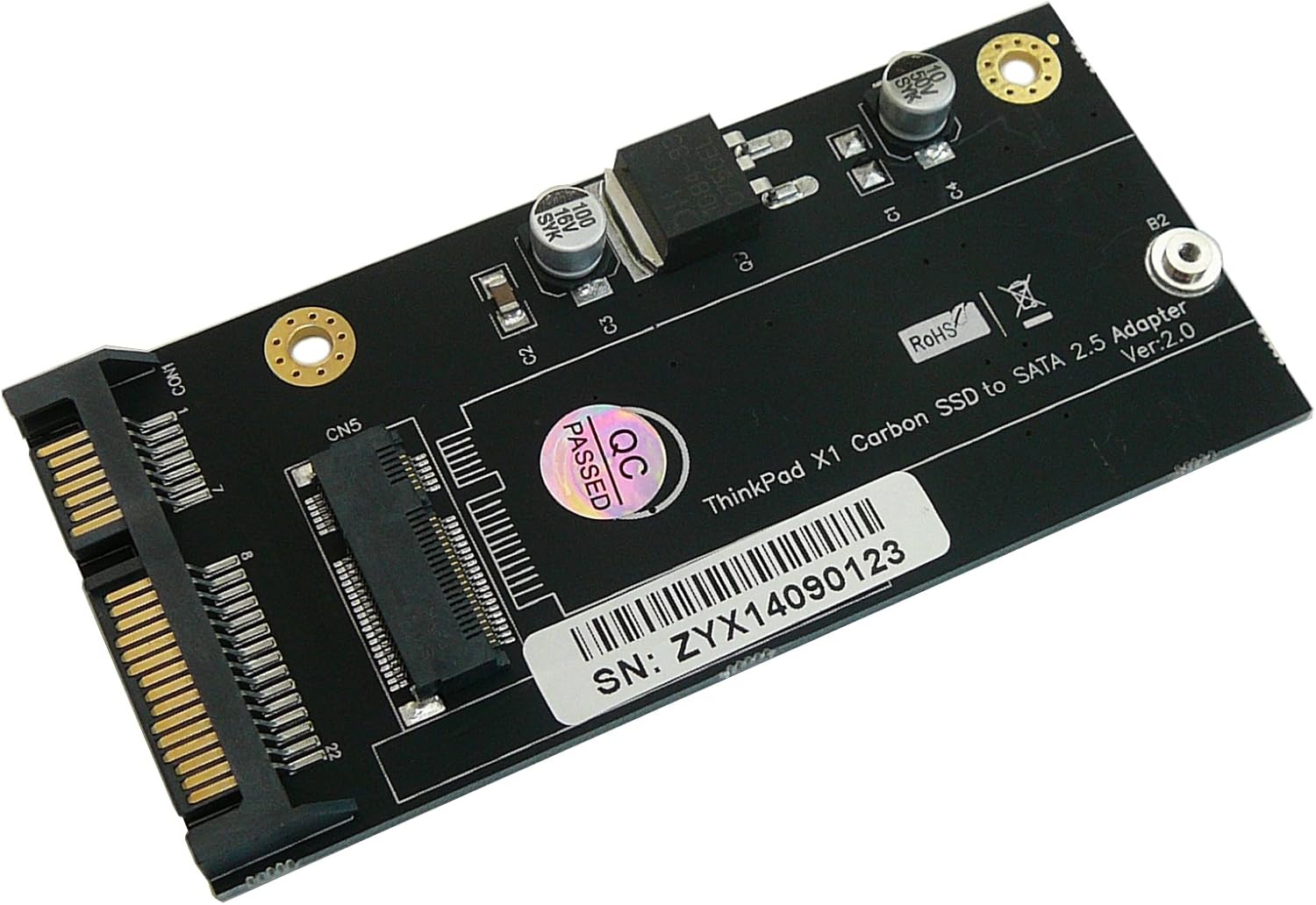 KALEA-INFORMATIQUE Adapter for mounting a 20+6 pin Lenovo Carbon X1 Ultrabook SSD to a SATA port, Schwarz
