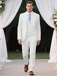 MAGE MALE Mens Two Button 3-Piece Suits Slim Fit