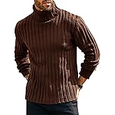 Runcati Mens Chunky Turtleneck Sweaters Cable Knitted Casual Slim Fit Fall Winter Warm Pullover Sweater