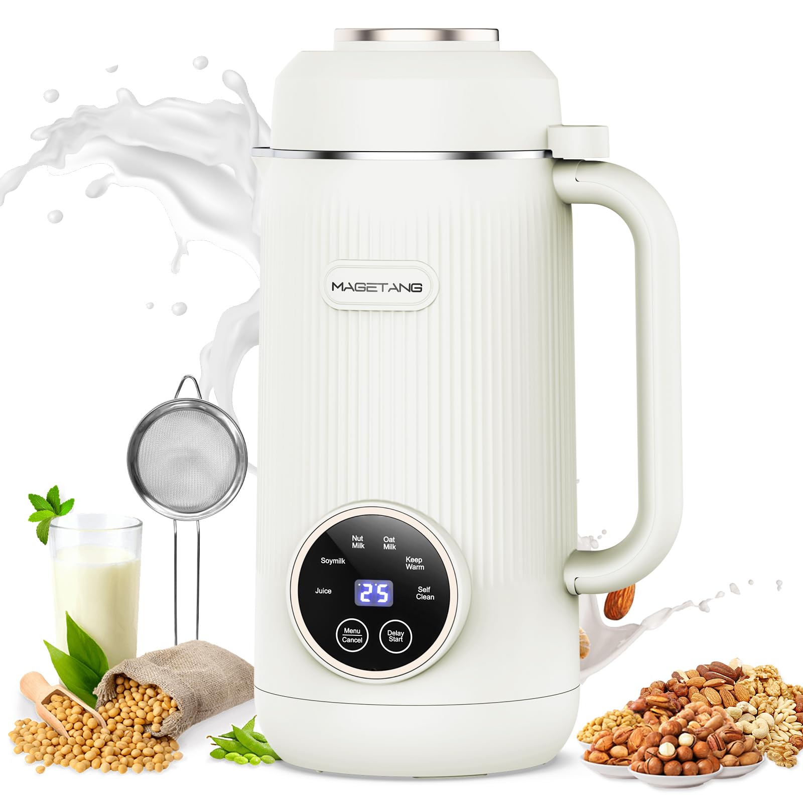 Photo 1 of *UNTESTED*
MAGETANG 7 in 1 Nut Milk Maker Machine 28oz Automatic Milk Maker for Homemade Coconut, Oat, Soy, Plant-Based Milk, Juice with 18H Delay Start/6H Keep Warm/Self Cleaning (White)