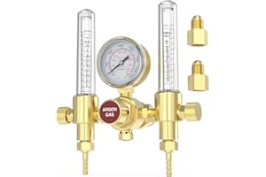 YESWELDER Dual Output Argon Regulator Flow Meter Mig Tig, 0-4500PSI, CGA580 Inlet Connection
