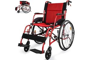 Whlicks Wheelchairs for Adults, Transport Wheelchair Lightweight Foldable, 25lb(11.5kg) Portable and Stable Comfortable Trans