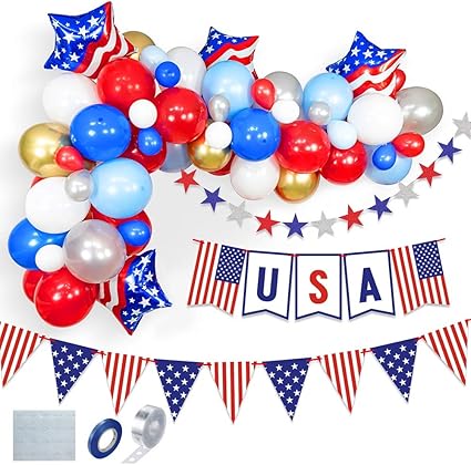 Amazon Com Patriotic Decorations American Flag Theme Decorations 80 Pcs Patriotic Party Supplies For American 4th Of July Independence Day Decorations Including Usa Flag Banners And Balloon Garland Arch Kit Toys Games patriotic decorations american flag