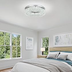 HOPGGIE 18 Inch Crystal Chandelier LED Ceiling