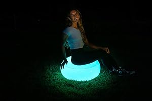 Air Candy by PoolCandy Illuminated LED Inflatable Ottoman, Accent Contemporary Ottoman for Living, Bedroom, Dorm, Patio Decor, Indoors or Outdoors, Waterproof, 120 Color Changing Options w/Remote