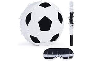 Birchio Soccer Pinata Bundle with a Blindfold and Bat (13"x13"x4"), Soccer Ball Pinata for Birthday Party Boys, Perfect for Birthday Party, Sport Theme Party, Decoration