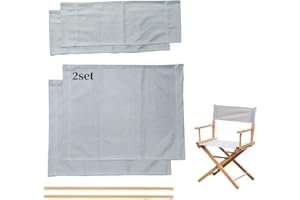 Wonafa 2 Set Director Chair Canvas Replacement with Wood Stick,21.2" L x 16.1" W/21.2X 7.8 Portable Replacement Cover Canvas for Directors Chair，Casual Director Chair Replacement Canvas (Gray)
