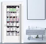 MISSLO Hanging Shoe Rack Over Door Organizer 24 Mesh Pockets Black view 6