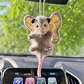 Fairy Possum Car Charm, 2025 Upgraded Opossum Gifts Rearview Mirror Accessory Swinging Car Ornament, Handmade Knitted Screaming Possum ​Rear View Mirror Pendant Ornament
