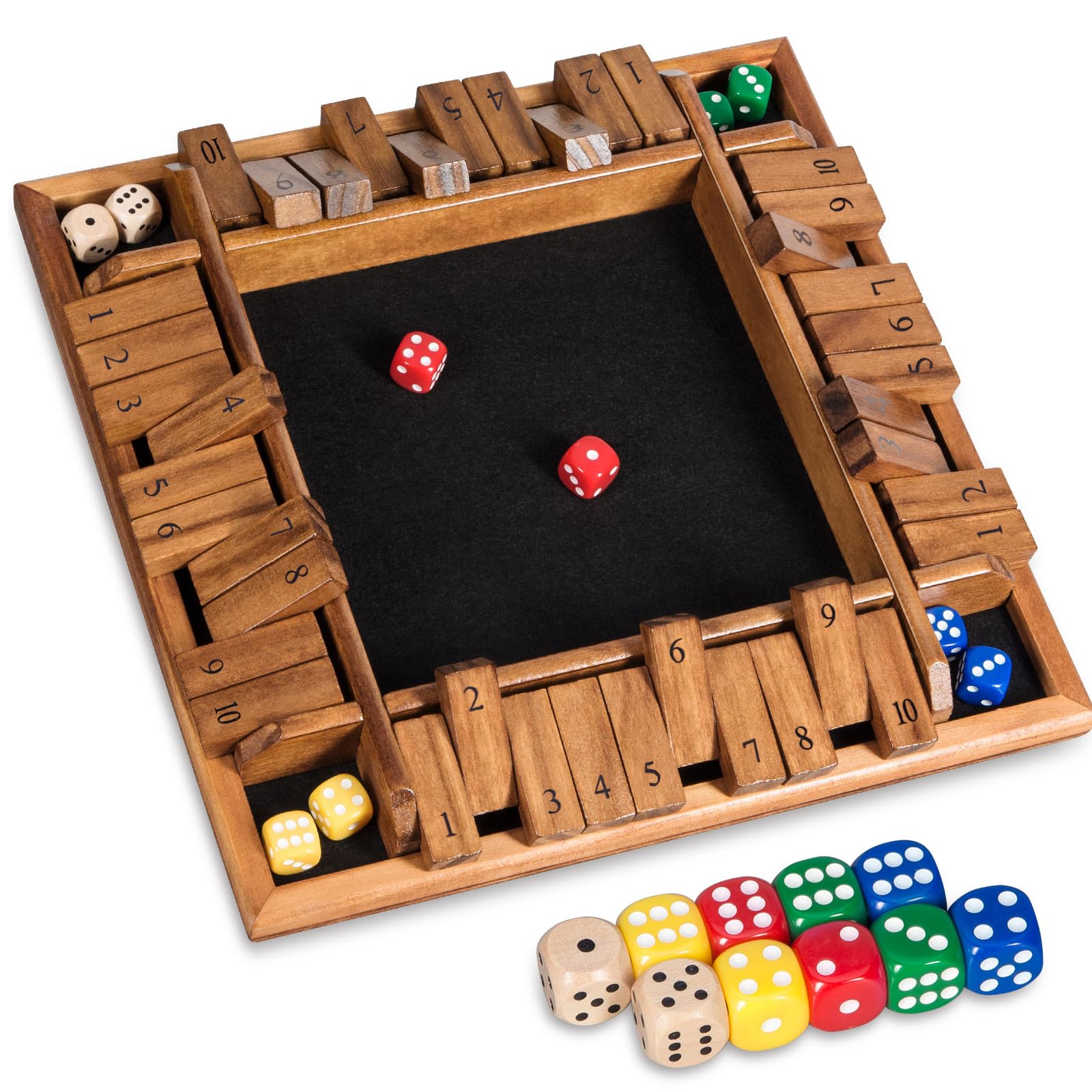 Photo 1 of BIVOMON Shut The Box Dice Game with 16 Dice,1-4 Players Wooden Board Table Math Game for Kids Adults, Classic Dice Board Game for Classroom,Home,Party or Pub?12 inches?