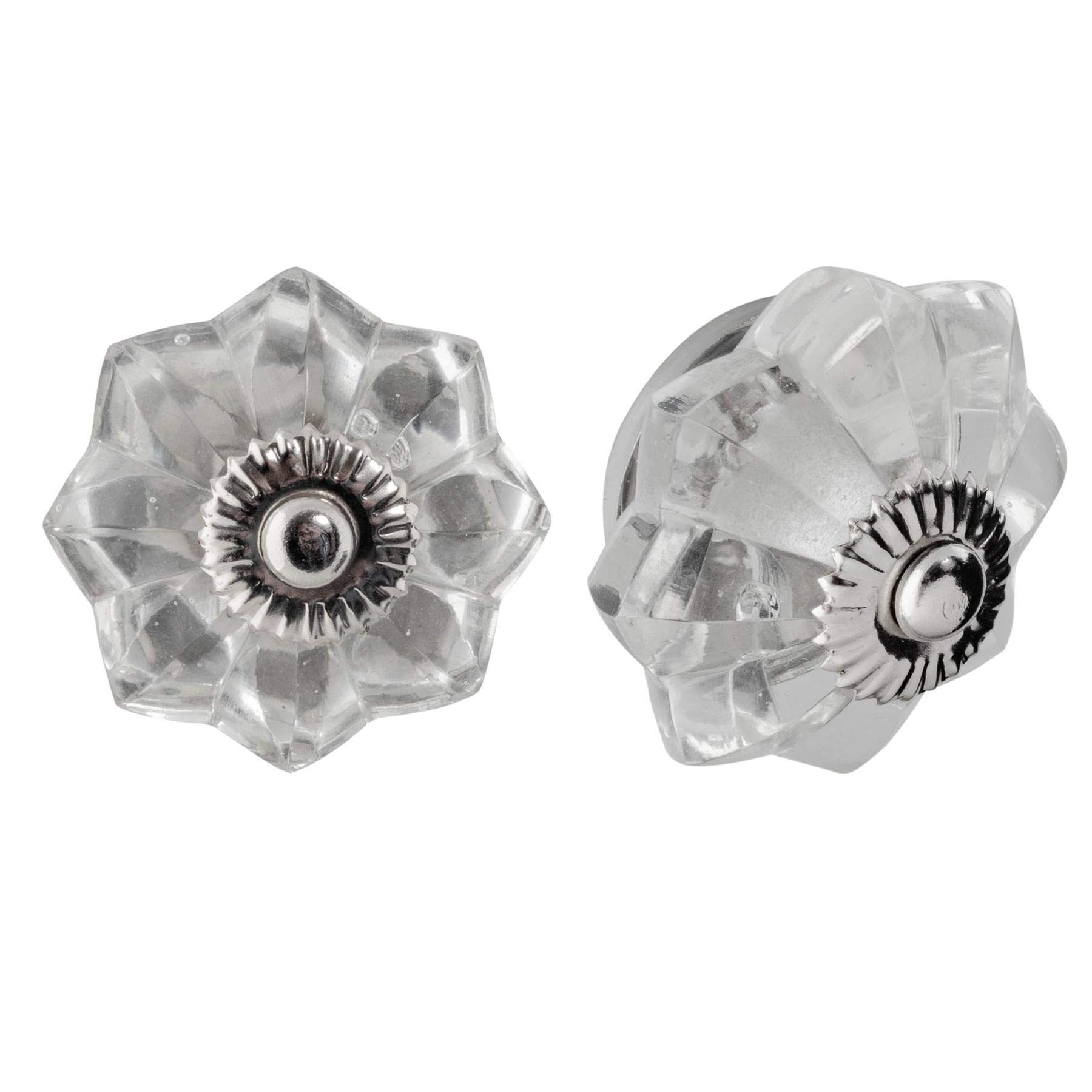 Nicola Spring Glass Cupboard Drawer Handle Knobs - Star Design - Pack of 6