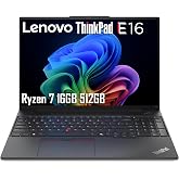 Lenovo ThinkPad E16 Laptop, 16" FHD+, Ryzen 7 7735HS, 16GB DDR5, 512GB SSD | Business PC, Anti-Glare, AMD 8-Core, > Ultra 7 155U, Rapid Charge, Numeric Keypad, Backlit, Fingerprint, Ethernet, Win 11 Pro