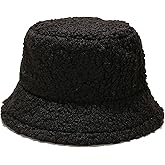 Women Winter Fluffy Warm Windproof Bucket-Hat Vintage Cloche-Hats Warm Faux Fur Wool Outdoor Fisherman Hats for Women