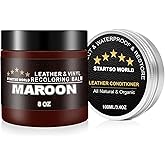STARTSO WORLD 200Ml Leather Recoloring Balm with 100ML Leather Conditioner, Maroon Leather Repair Kit for Furniture, Leather Dye, Leather Scratch Repair, Leather Couch Paint