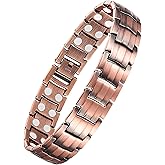 Jecanori Pure Copper Bracelet for Men, 2X Strength Magnetic Bracelets for Men with Fold-Over Clasp