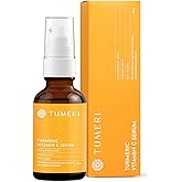 TUMERI Turmeric Vitamin C Face Serum – Facial Skin Care Vitamin C and Turmeric Serum for Dark Spots and Dark Circles – With Vitamin C + E and Ferulic Acid – 1 Fl oz