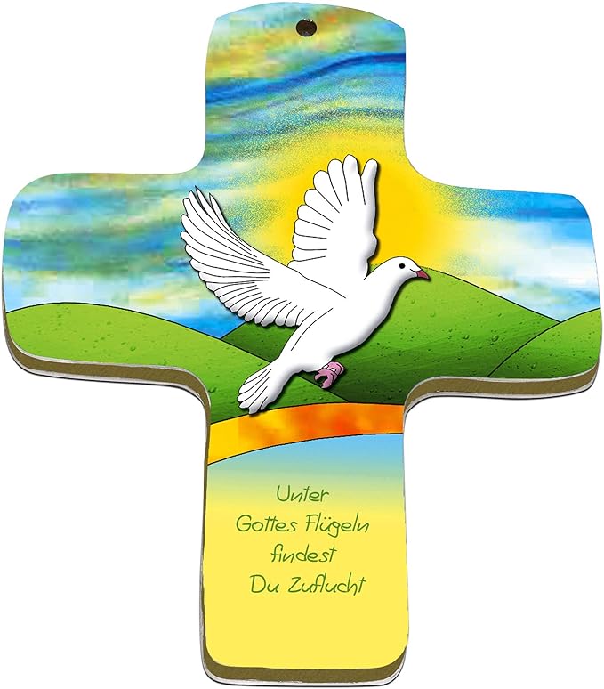 metALUm Premium Wandkreuz aus Metall und MDF | Taube | #52013