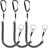 DOPENSPI 3PCS Retractable Safety Coiled Lanyard with Alloy Clip for Pliers Boating, Heavy Duty Fishing Lanyard with Coiled Tether for Pliers Boating Fishing Kayak