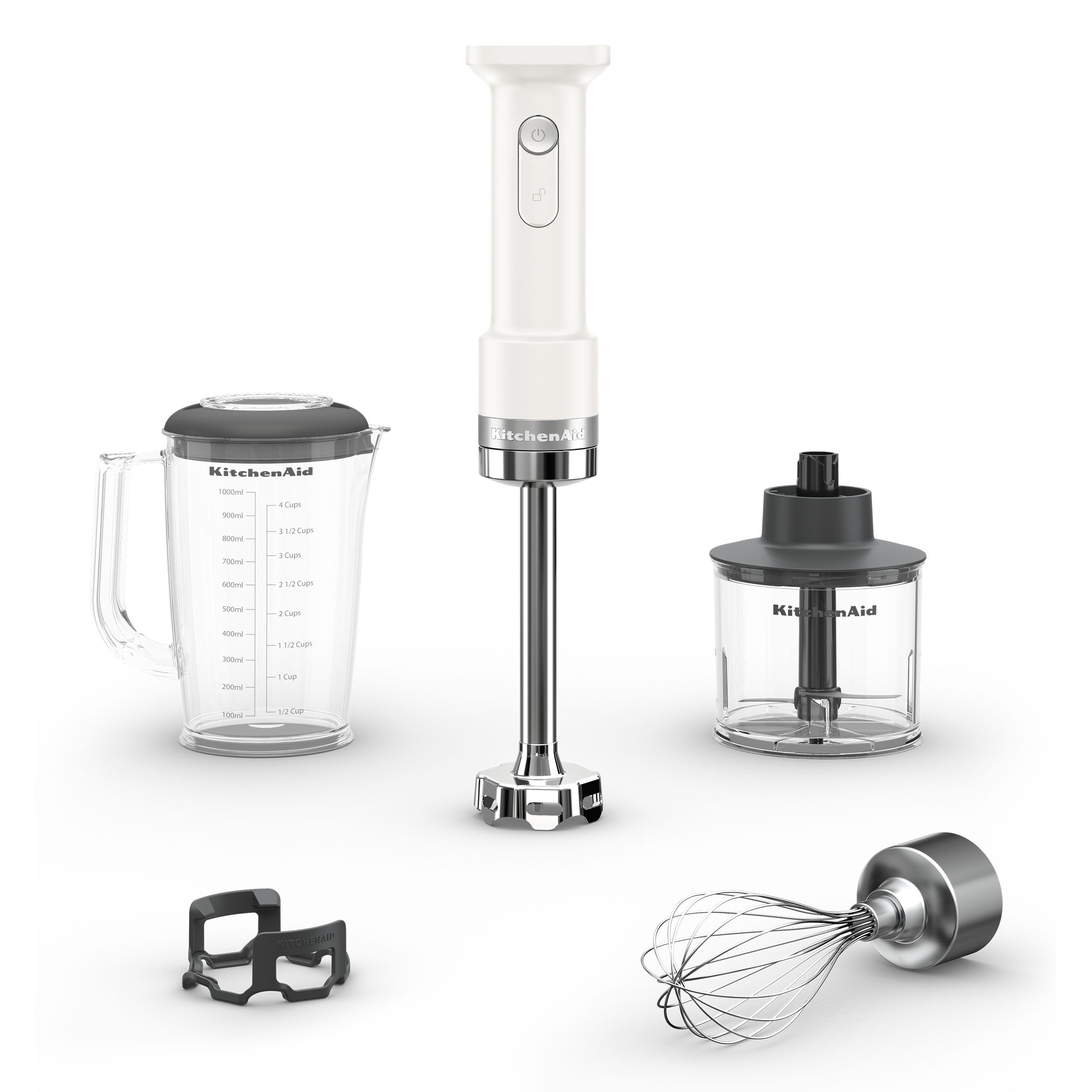 Photo 1 of **NO BATTERIES TO TEST FUNCTION** KitchenAid Go Cordless Hand Blender with Accessories - battery sold separately, KHBRV05, Porcelain White