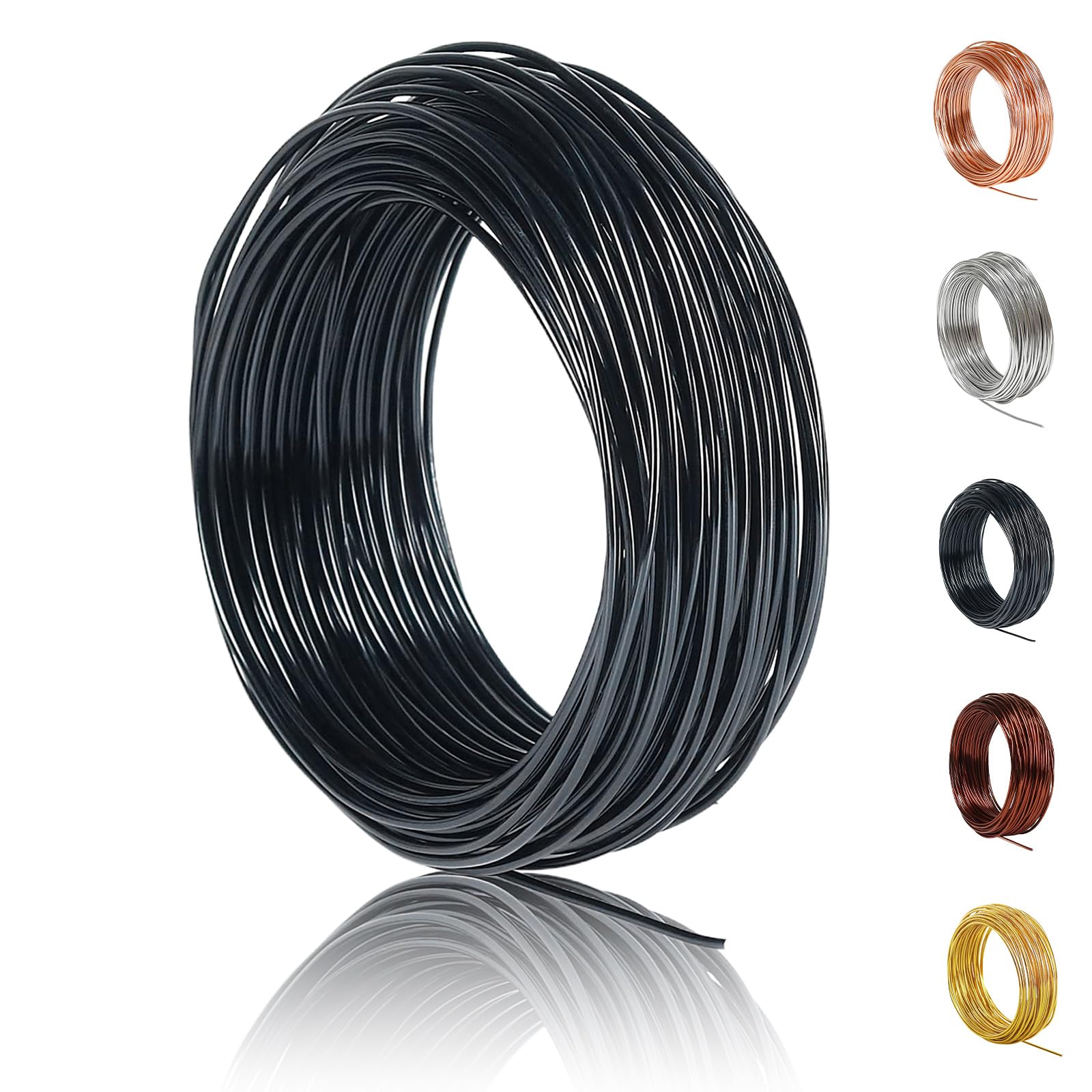 POPOYU 50m Aluminium Wire Black,Thin Wire for Crafts,Craft Wire 1mm,Aluminum Craft Wire,Weaving Aluminum.Wire Anodized AluminumWire,Bendy CraftWire for CraftingWire Soft DIY Metal Craft ArtWire
