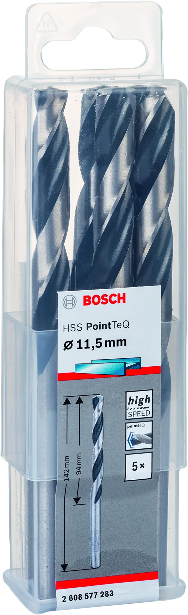 Bosch Professional 5-piece PointTeQ HSS Twist Drill Bit for Metal 11.5 x 94 x