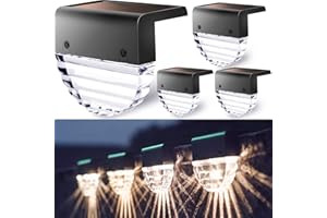 TIJNN Solar Deck Lights Outdoor, Fence Lights Waterproof Led Lights for Outdoor Stairs, Step, Yard,Patio Decor Illumination - 4 Pack