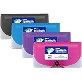 BAZIC Products 13-Pocket Poly Expanding File, Check Size, 4-Set | Assorted 13-pocket poly accordion file, safe PP, sorts bills and records