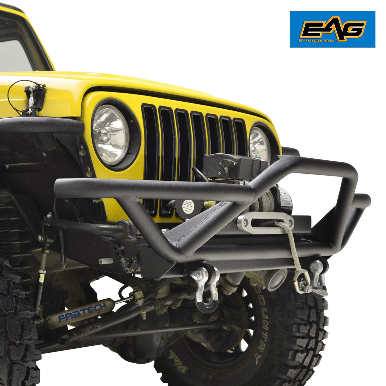 Amazon.com: E-Autogrilles 87-06 Jeep Wrangler TJ/YJ Black Textured Tubular  Off Road Front Bumper (51-0000): Automotive