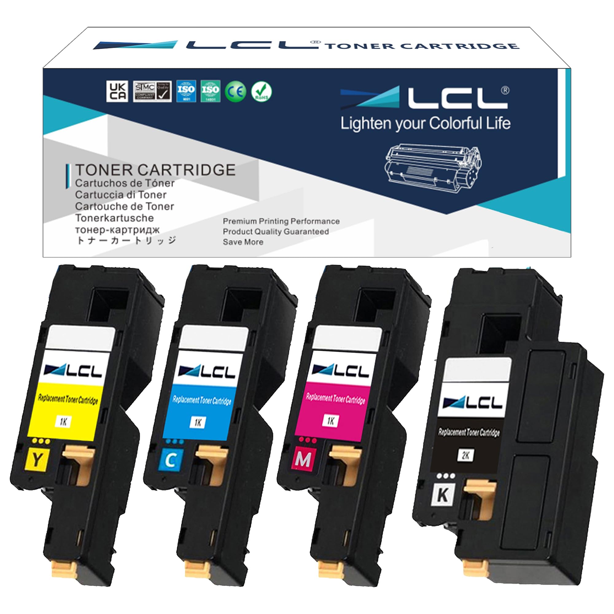 LCL Compatible Toner Cartridge 106R01630 106R01627 106R01628 106R01629 (4PK KCMY) Replacement for XEROX Phaser 6000/6010/6010V/6010V N/workcentre 6015/6015V/6015V B/6015V N/6015V NI 6015MFP