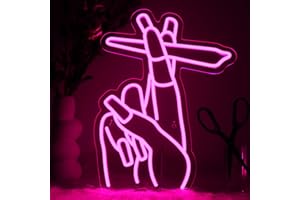 WLHOPE Pink Led Hand Neon Sign for Wall Decor Gesture USB Nail Hand Man Cave Neon Light Sign for Bedroom Home Bar Girls Room Nail Room Salon Party Decor Gift for Women