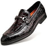 GOLDEN COXES FAMILY Dress Loafer for Mens, Classic Business Buckle Dress Shoes Moc Toe Slip-on Penny Loafer, Wine, 8