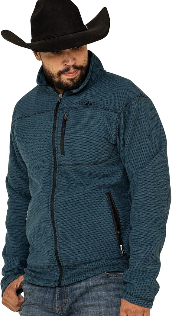 Powder River Outfitters Men's Waffle Melange Knit Zip-Front Jacket at Amazon Menâs Clothing store