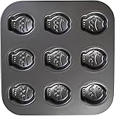 Elesinsoz 9 Cup Nonstick Fish Shape Muffin Cupcake Pan Mini Taiyaki Cake Fondant Topper Decoration Cornbread Cat Dog Puppy Treat Ice Cube Chocolate Madeleine Cookie Biscuit Baking Tin Tray Mold Maker