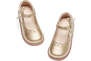 GINFIVE Toddler Girls Dress Shoes Little Kids Flats School Mary Janes Shoes