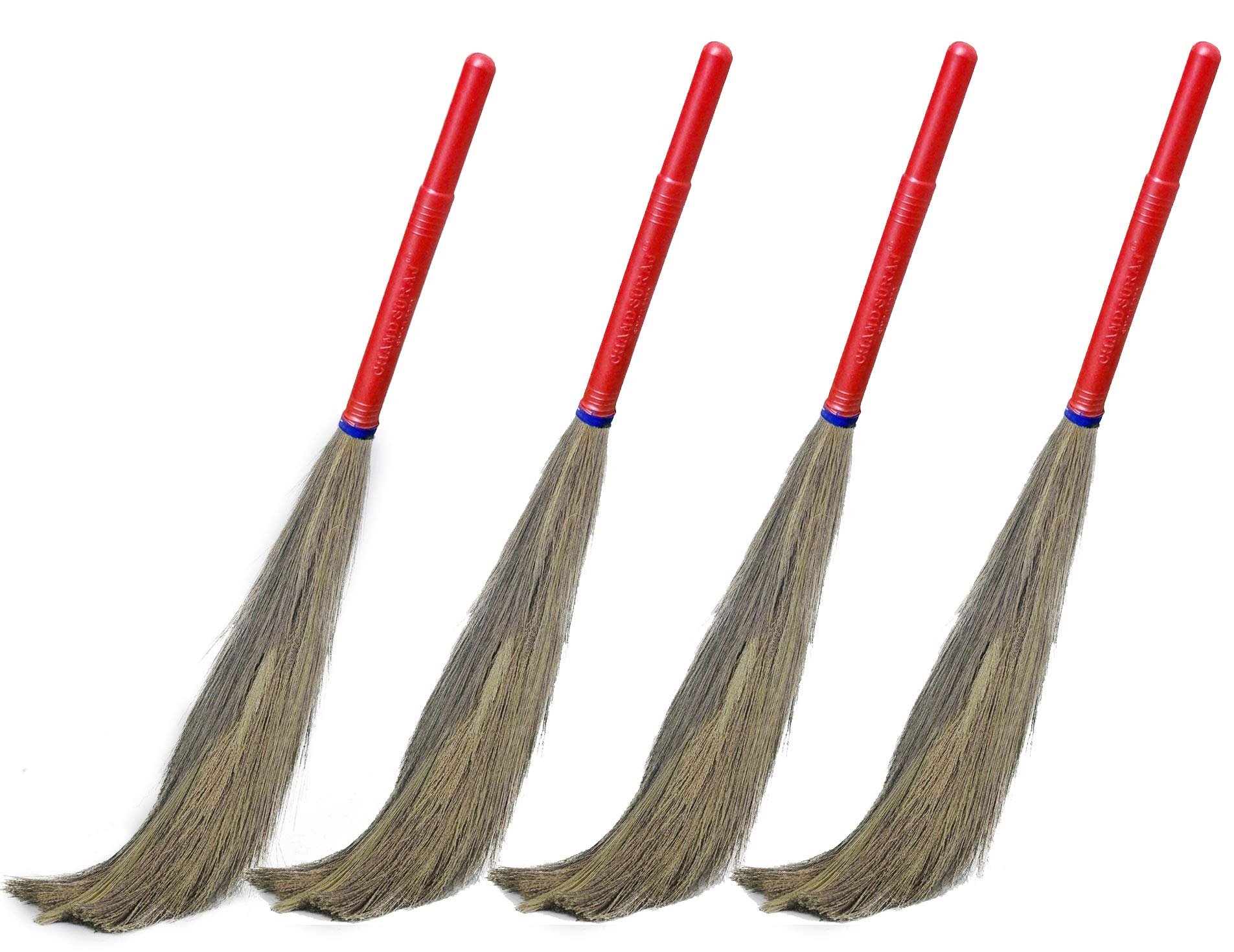 CHAND SURAJ ® Raver Grass Broom Stick | Phool Jhadu | for Floor Cleaning with Plastic Handle (Multicolour, 43 inches Long) (4)