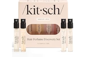 Kitsch Hair Perfume For Women (Discovery Set) - Pistachio Latte, Warm Sugar, Sheer Violet & Amber Waves - Patented Odor-Eliminating Technology, Hair Spray and Body Mist - 4 x 1.5mL