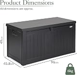 CHRISTOW Waterproof Storage Box 190L Lockable Lid Outdoor Plastic Wood Effect view 7