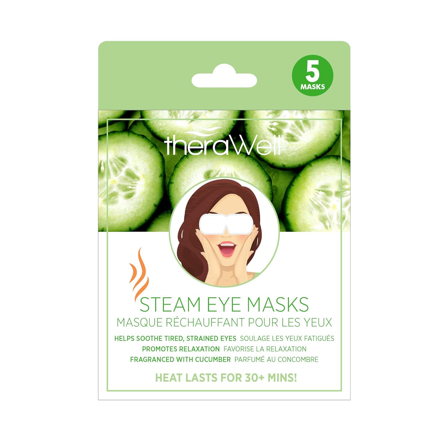 Therawell Danielle Warming Steam Eye Mask, Cucumber