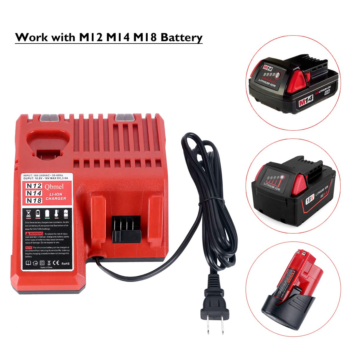 M12 M18 Multi Voltage Lithium Ion Battery Charger for Milwaukee 4859
