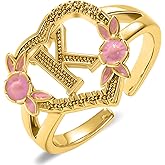 Gold Initial Rings for Women - Non Tarnish Dainty 14K Gold Plated Heart Adjustable Letter Rings for Women, Stackable Cute Thumb Pinky Fashion Open Simple Birthday Gifts Jewelry